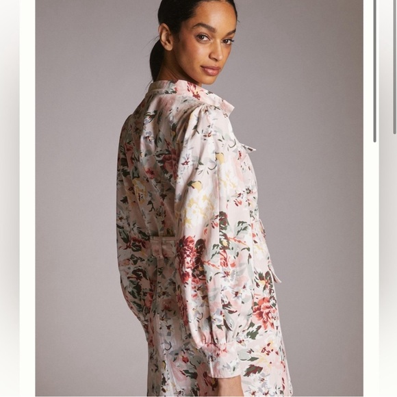 Anthropologie Mare Mare Floral Pink Shirt Dress Button Up - Picture 7 of 7
